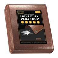 Brown 10' x 12' water resistant tarp designed for outdoor weather protection and storage