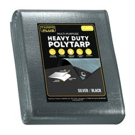 Silver Black 40' x 60' wide metallic tarp created for outdoor protection and utility coverage