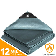 Silver Fire Retardant Tarps.