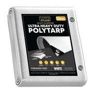 White Silver 26' x 40' metallic tarp created for outdoor storage and utility coverage needs