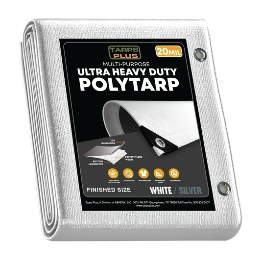 White/Silver Poly Tarp 6' x 8'.